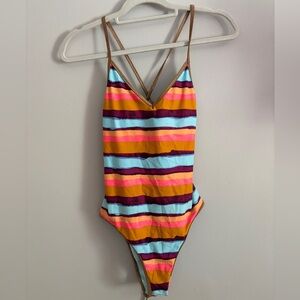 Aerie Pink and Orange One Piece Swimsuit